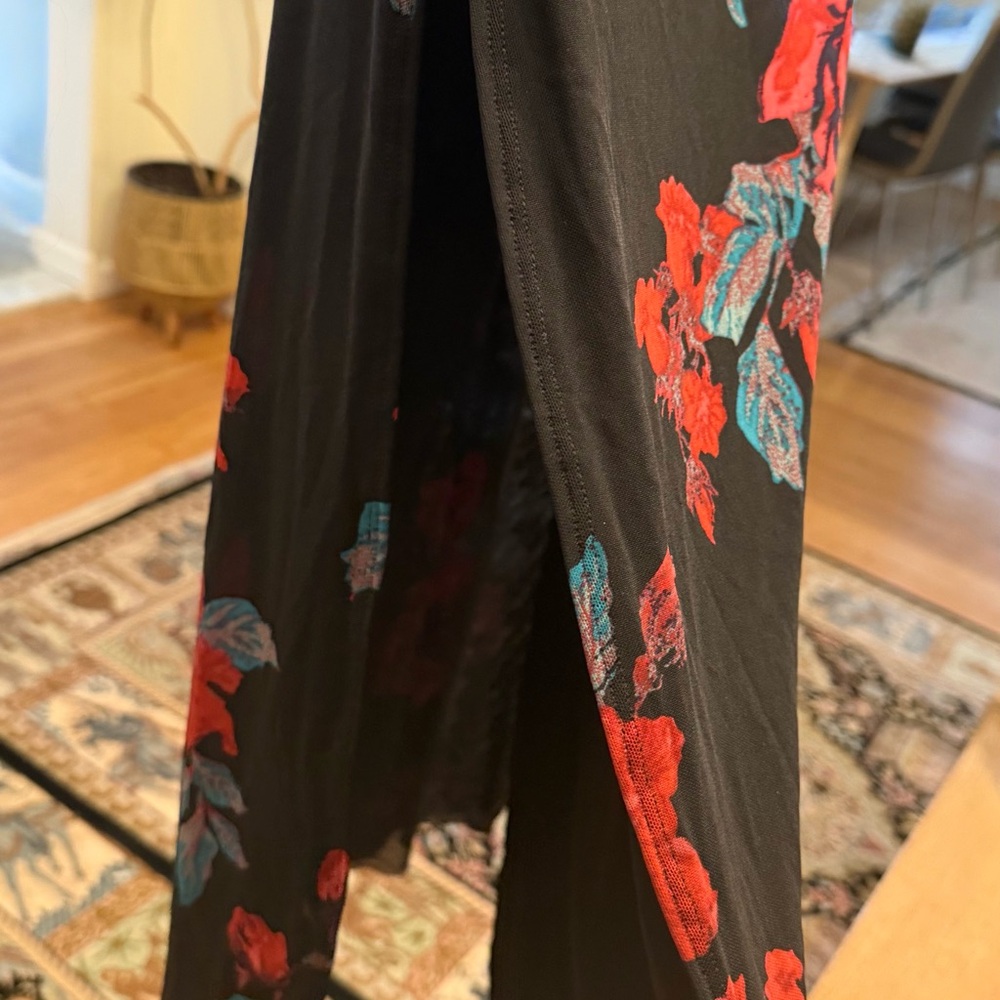 Free People Black Sheer Floral Dress with Pink & Teal Accents - Picture 4 of 7